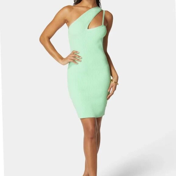 bebe Dresses & Skirts - NWT Bebe One-Shoulder Green Ash Bandage Dress